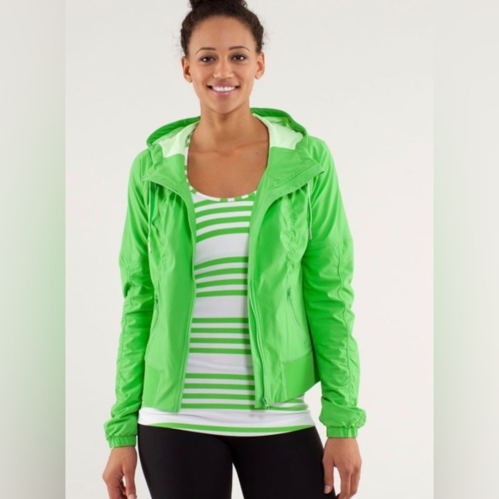 Lululemon Street To Studio Jacket Lime Green Full Zip, Performance Size 4
